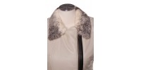  Leather lamb sleeveless vest with mink collar.